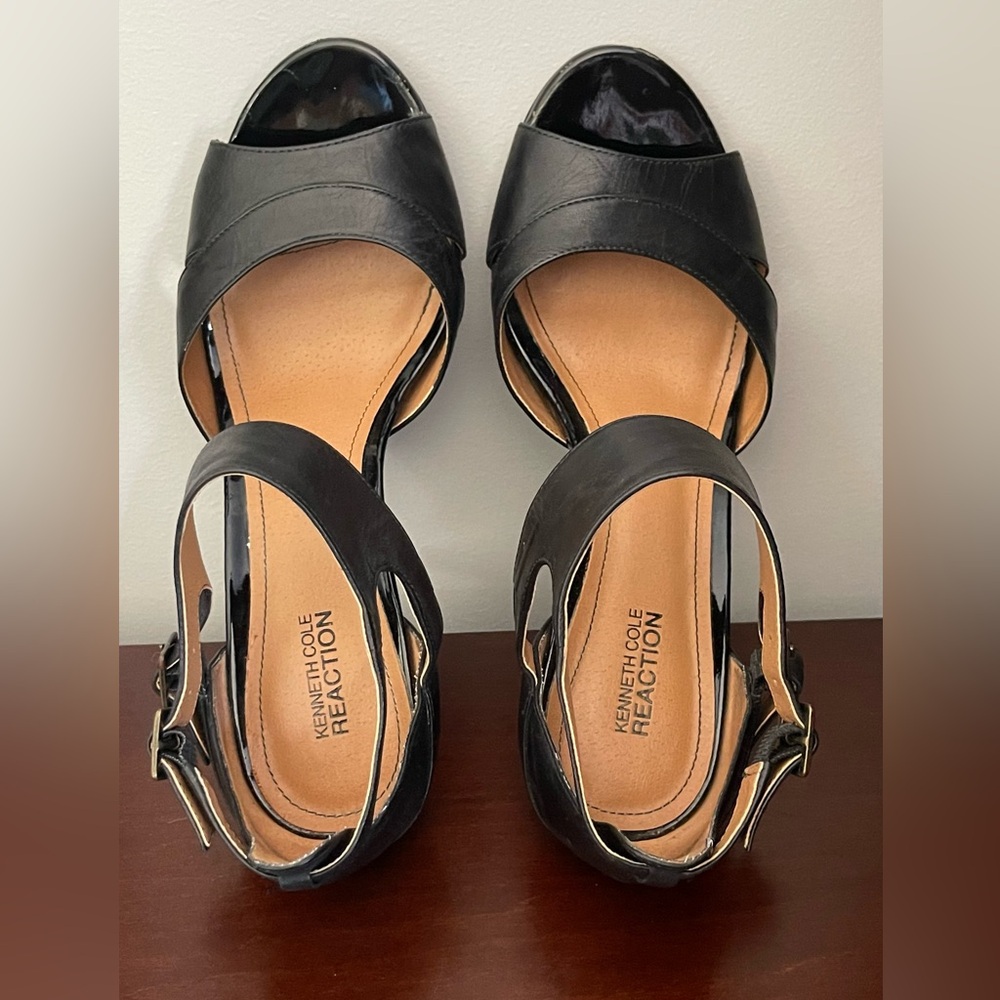 Kenneth Cole Reaction black leather Get 2 Know U heels size 10US - Picture 5 of 12